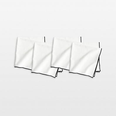 View Merrow Stitch Crisp White Organic Cotton Napkin, Set of 4 details