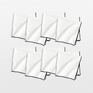 View Merrow Stitch Crisp White Organic Cotton Napkin, Set of 8 details