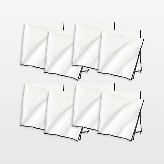 Merrow Stitch Crisp White Organic Cotton Napkin, Set of 8