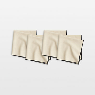View Merrow-Stitch Warm Natural Organic Cotton Napkins, Set of 4 details