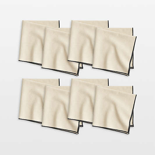 Merrow-Stitch Warm Natural Organic Cotton Napkins, Set of 8