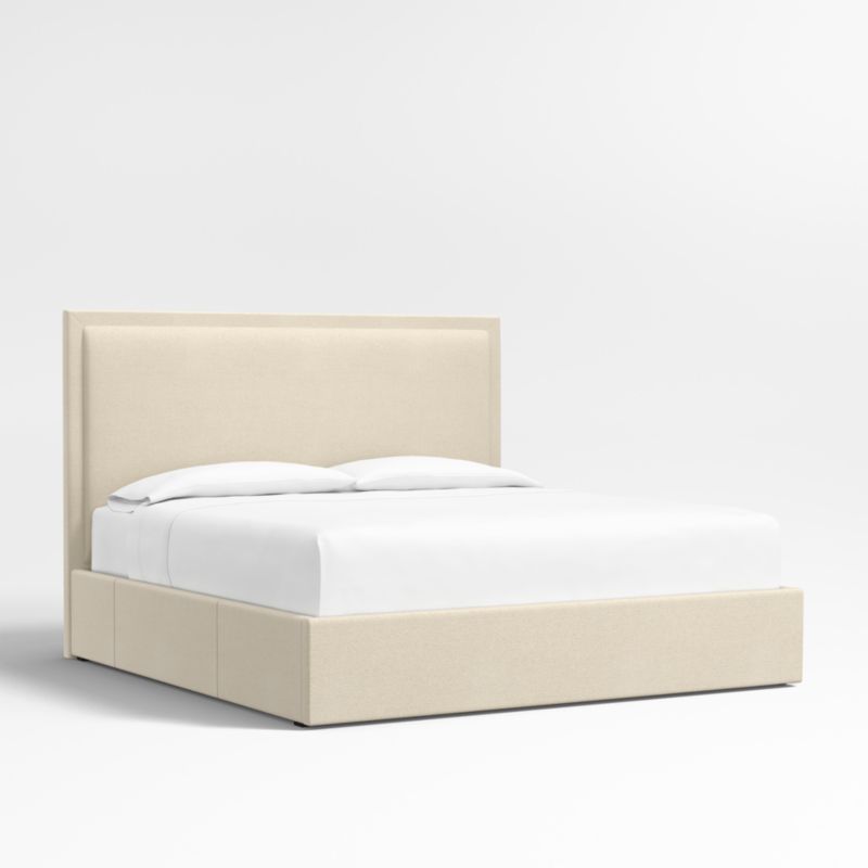 Meraux 56" Ivory Upholstered King Headboard with Storage Bed Base - image 3 of 7