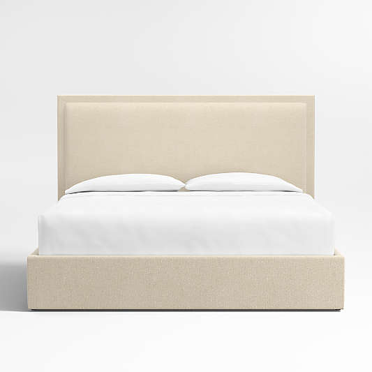 Meraux 56" Ivory Upholstered King Headboard with Storage Bed Base