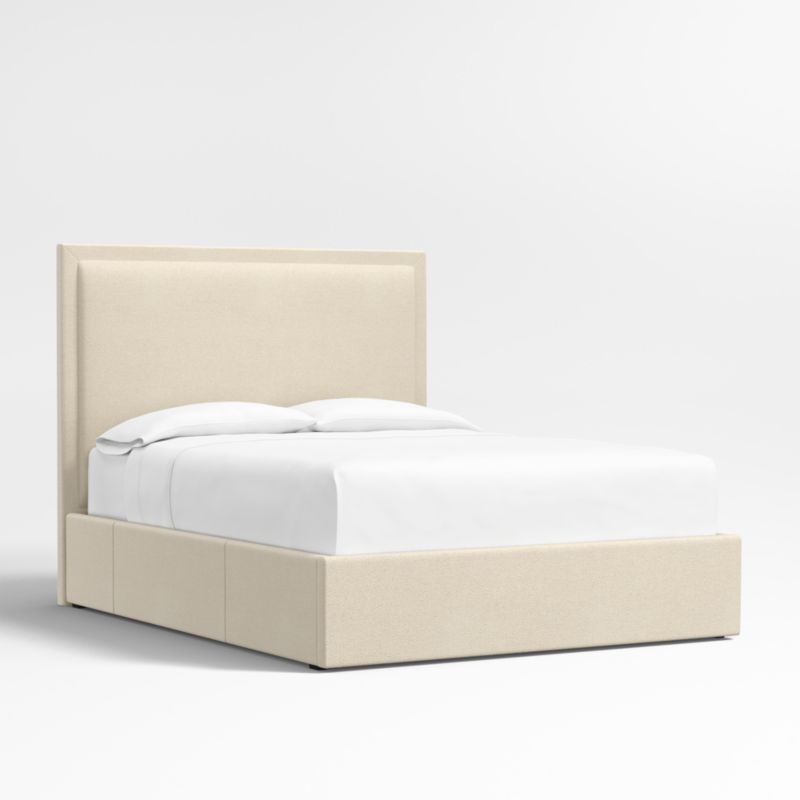 Meraux 56" Ivory Upholstered Queen Headboard with Storage Bed Base - image 2 of 6