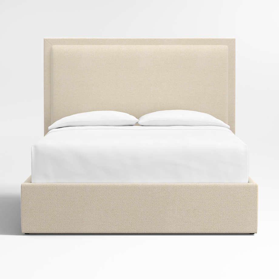 Meraux 56" Boucle Ivory Upholstered Queen Headboard with Storage Bed