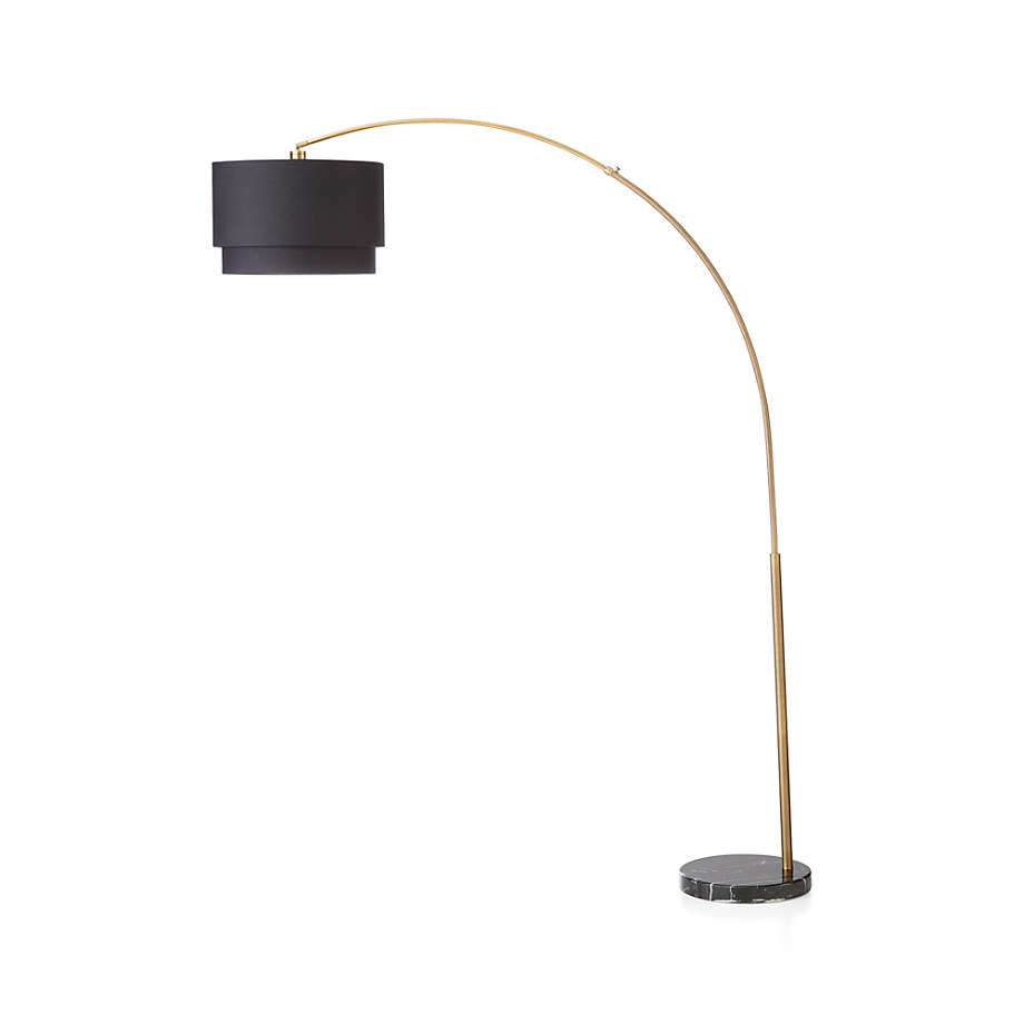 Meryl Arc Brass Corner Floor Lamp with Black Shade + Reviews