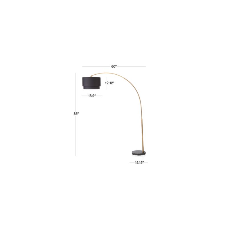 View Meryl Arc Brass Floor Lamp with Black Shade - image 2 of 15