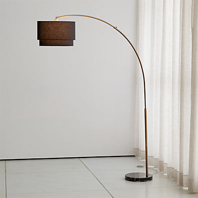 View Meryl Arc Brass Floor Lamp with Black Shade details