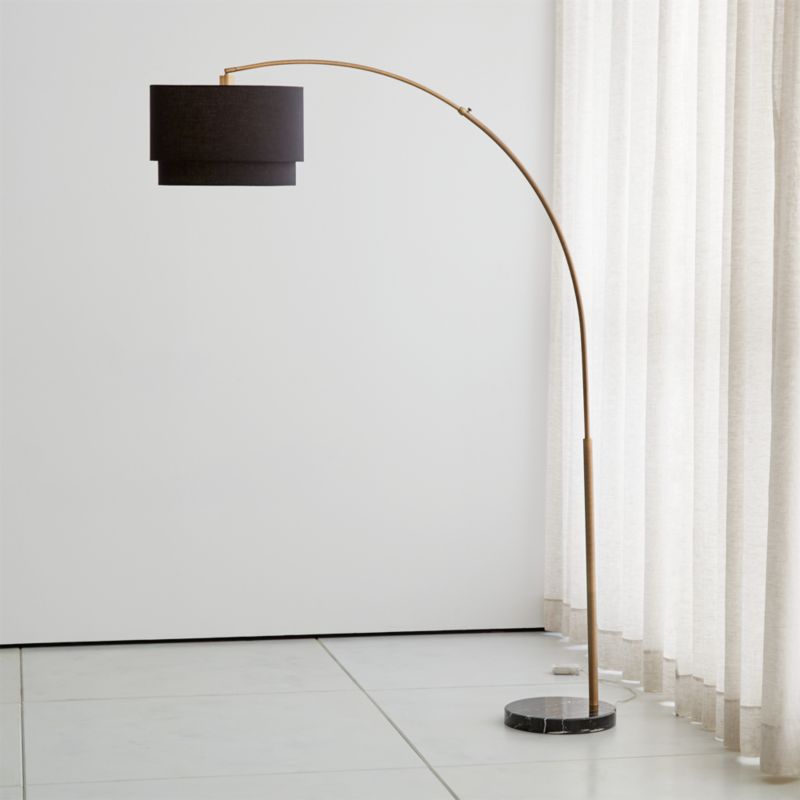 Meryl Arc Brass Floor Lamp with Black Shade - image 2 of 14