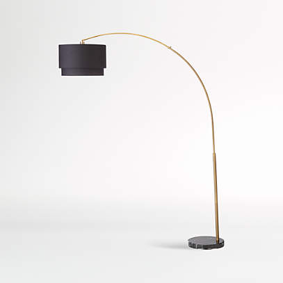 Meryl Arc Brass Corner Floor Lamp With, Brass Curved Floor Lamp