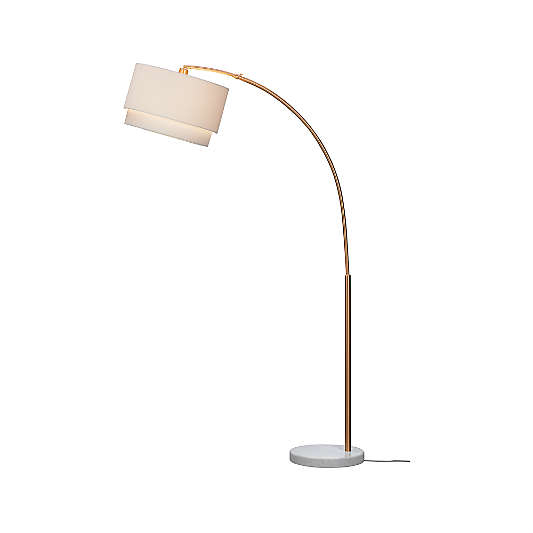 Meryl Arc Brass Floor Lamp with White Shade