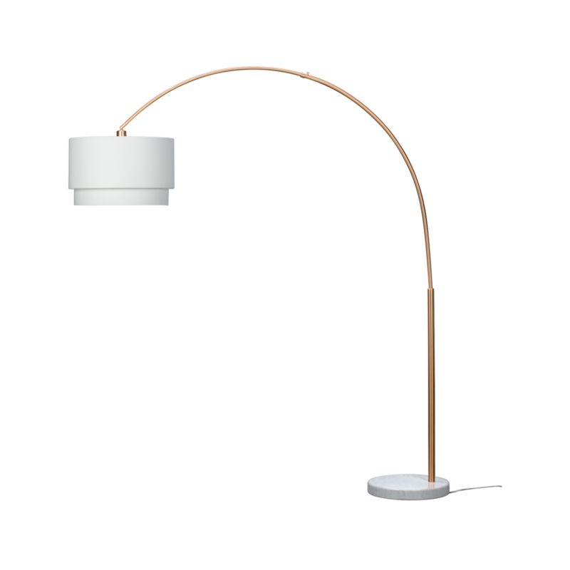 Meryl Arc Brass Floor Lamp with White Shade