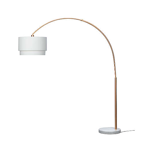 Meryl Arc Brass Floor Lamp with White Shade