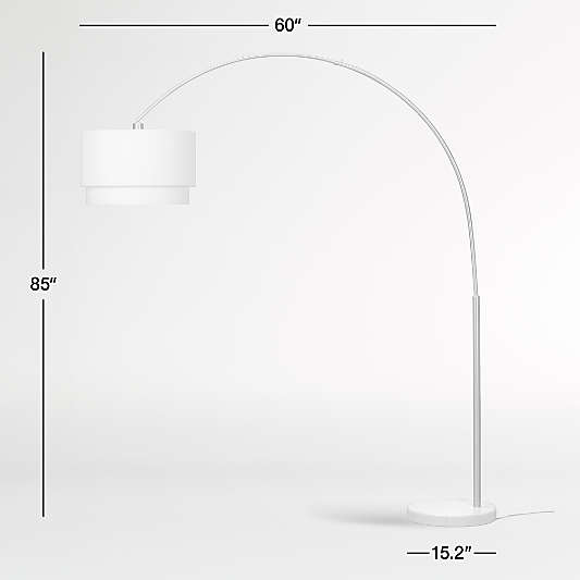 Meryl Arc Brass Floor Lamp with White Shade