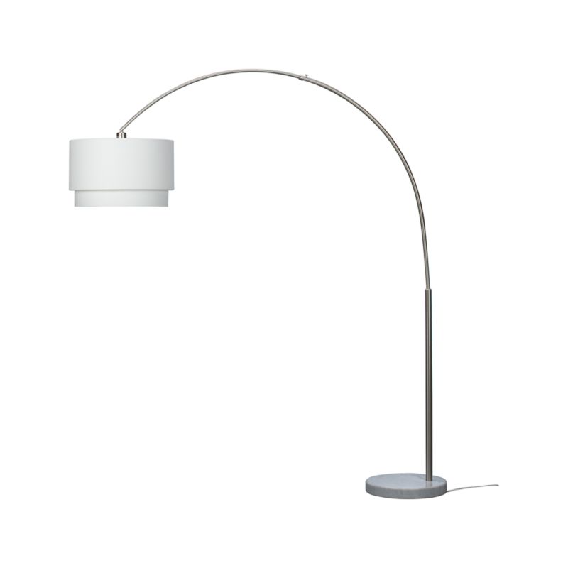 Meryl Arc Nickel Floor Lamp with White Shade - image 8 of 12