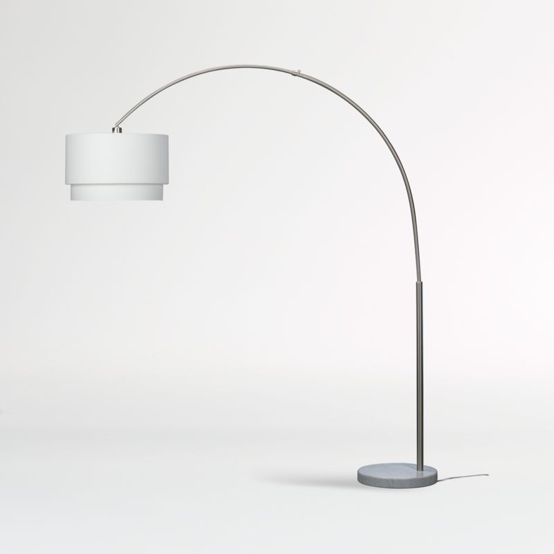 Meryl Arc Nickel Floor Lamp With White, Floor Lamp White