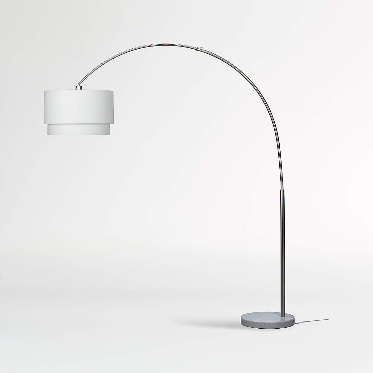 Meryl Arc Nickel Floor Lamp With White, How To Choose A Shade For Floor Lamp