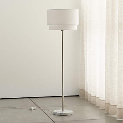 Meryl Arc Nickel Floor Lamp With White, Meryl Arc Floor Lamp Shade Replacement