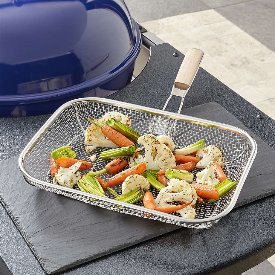 Mesh Grill Basket with Wood Handle + Reviews Crate & Barrel Canada