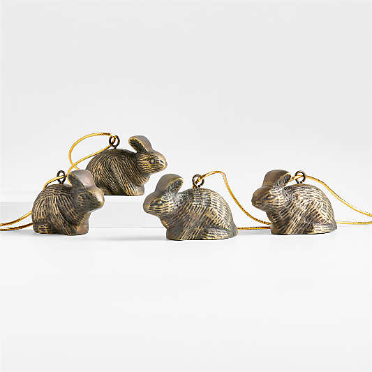 Metal Bunny Christmas Tree Ornament, Set of 4
