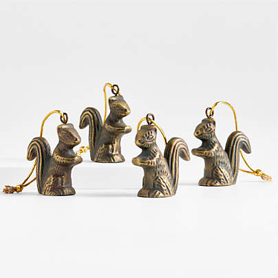 Metal Squirrel Christmas Tree Ornament, Set of 4
