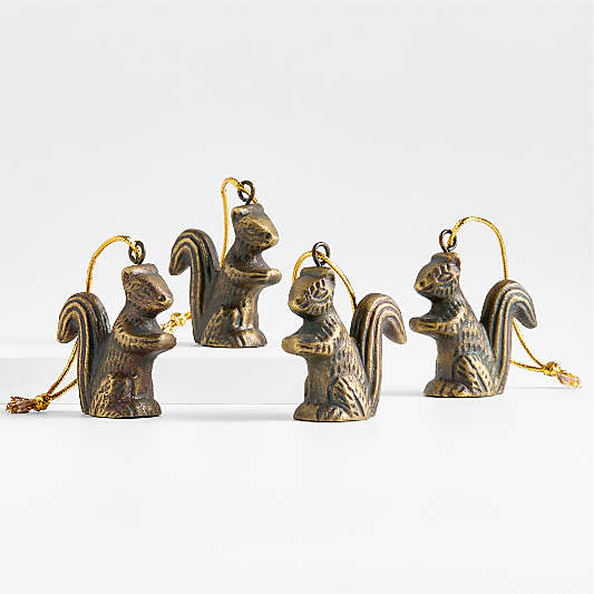 Metal Squirrel Christmas Tree Ornament, Set of 4