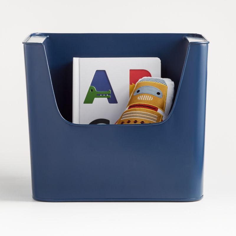 Large Dark Blue Metal Stacking Storage Bin - image 0 of 8