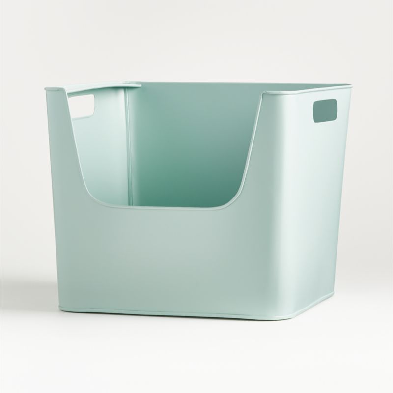 Large Mint Metal Stacking Storage Bin with Handles - image 5 of 8