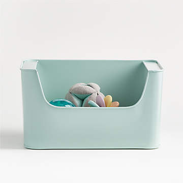 Outline Cloud Blue Medium Metal Storage Bin with Wood Lid