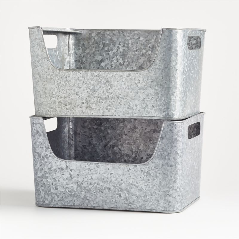 Small Silver Metal Metal Stacking Storage Bin - image 3 of 9