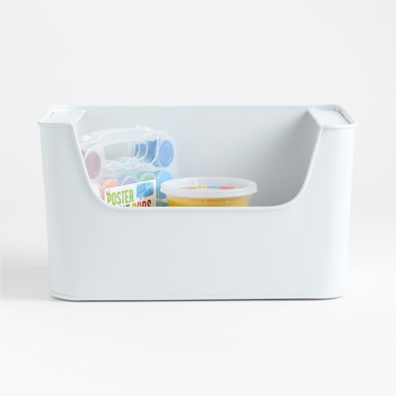 White Metal Stacking Storage Bin