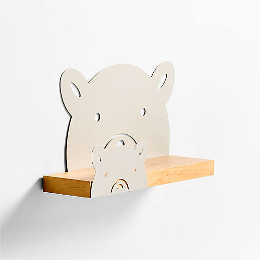 Metal and Wood Bear Wall Shelf