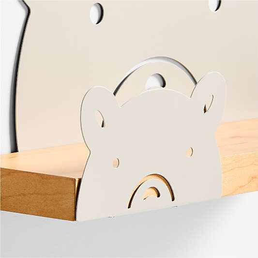 Metal and Wood Bear Wall Shelf