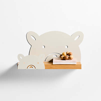 Metal and Wood Bear Wall Shelf