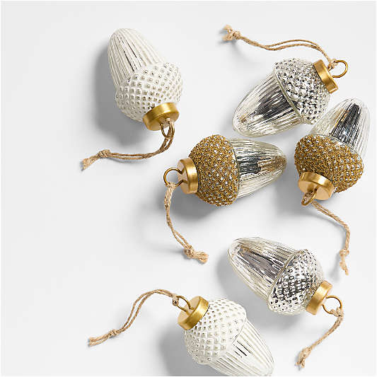 Metallic Acorn Christmas Tree Ornaments Set of 6