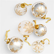 Metallic & Clear Glass Snowflake Christmas Tree Ornaments Set of 6