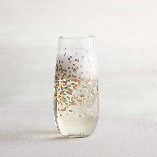 Metallic Dots Stemless Champagne Flute