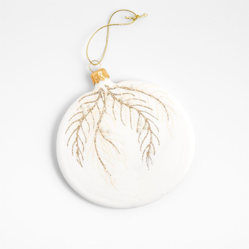 White Glass Flat Round Christmas Tree Ornament - image 0 of 1