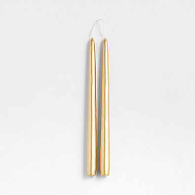View Metallic Gold 12" Dipped Taper Candle, Set of 2 details