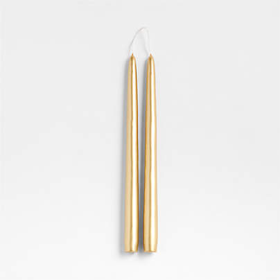 Metallic Gold 12" Dipped Taper Candle, Set of 2