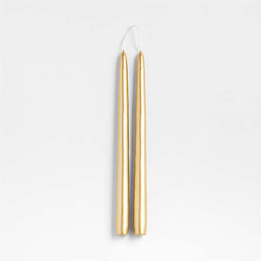 Metallic Gold 12" Dipped Taper Candle, Set of 2