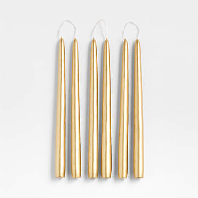 Metallic Gold 12" Dipped Taper Candle, Set of 6