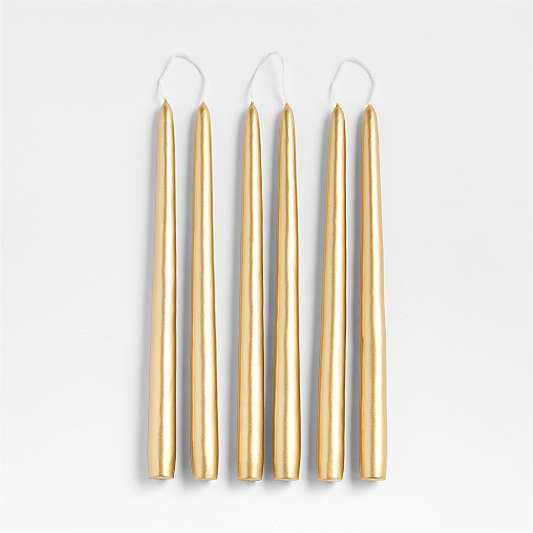 Metallic Gold 12" Dipped Taper Candle, Set of 6