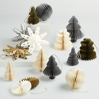 View Metallic Paper Christmas Tree Ornaments, Set of 15 details