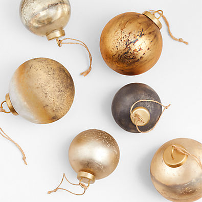 View Textured Metallic Glass Ball Christmas Ornaments, Set of 6 details