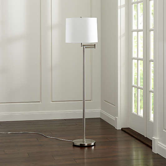 Metro II Brushed Nickel Swing Arm Floor Lamp