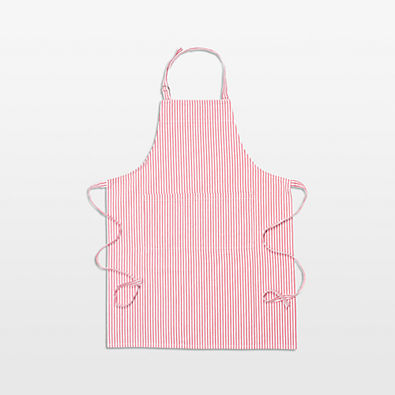View Metro Stripe Cherry Red Cotton Apron details