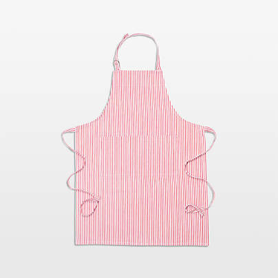 Metro Stripe Cherry Red Cotton Apron