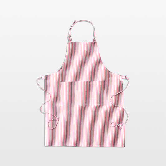 Metro Stripe Cherry Red Cotton Apron