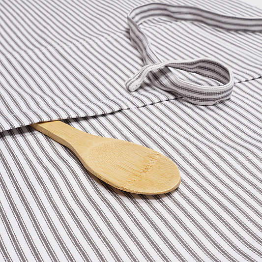 Metro Stripe Pewter Gray Cotton Apron